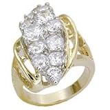 Two Tone Plated Brass Ring with Clear CZ