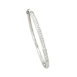 14K White Gold 2 ct. Invisible Set Princess Cut Diamond Bangle Bracelet