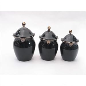 Regency Black Set of 3 Canisters with Lids
