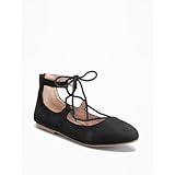 オールドネイビー OLD NAVY/ スエードレースアップフラッツ ブラックジャック シューズ 23cm【並行輸入】