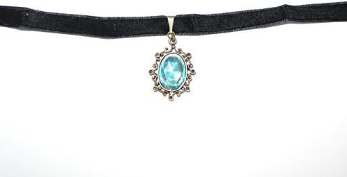 Blue Rhinestone Gothic Lolita Retro Vintage Ribbon Necklace Pendant Choker (Blue 0178)