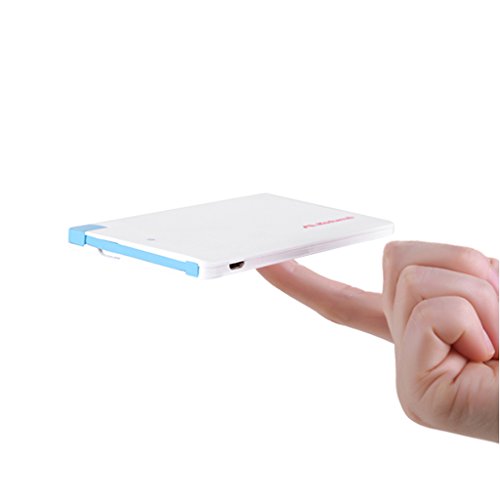 Ultra-Slim Ultra-Portable Ultra-Safe 2500mAh Wallet Pocket Power Card Power Bank, ONE-for-ALL External MINI Battery for Most Smart Phone and Digital Devices(White with Lightning Adapter)