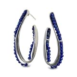 Sterling Silver Lapis Twist Hoop Earrings