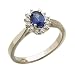 14Kt White Gold Flowery Blue Sapphire Diamond Ring
