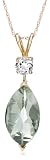 10k Yellow Gold Green Quartz and White Topaz Pendant