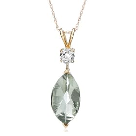 10k Yellow Gold Green Quartz and White Topaz Pendant by Amazon.com Collection