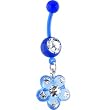 Bioplast Blue Jeweled Flower Dangle Belly Ring