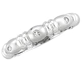 14K White Gold .05 CTW Burnished Set Diamond Band