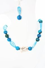 Dyed Turquoise and Clay Necklace and Earrings Set