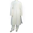 Mens Casual Clothing White Embroidered Kurta Pajama Long Sleeve Cotton Size 2XL Chest 52 inches