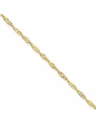 14K Gold 3.00mm Singapore Anklet 10 Inches
