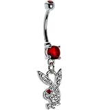 Playboy Gem Paved January Birthstone Bunny Head Belly Ring