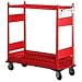Equipto 4576D V-Grip 2-Shelf Wire Shelving Cart with Heavy Duty Casters, 18 Gauge Steel, 800 lbs Capacity, 72" W x 42" H x 18" D, Textured Red