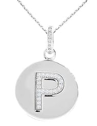 Sterling Silver "P" Initial Set with CZs and Chain