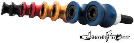 6mm Blue Motorcycle Rear Swing Arm Stand Spools (Pair)