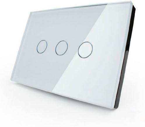 JKTF® US/AU Standard, 3-gang 2-way, White Glass Panel, Touch Screen Light Switch D823/D803 with LED indicator (White)