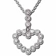 14Kt White Gold Doughnut Heart Shaped Diamond Pendant Necklace