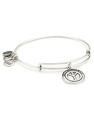 Alex and Ani Bangle Bar "Turn Peace Up" Russian-Silver Expandable Bracelet