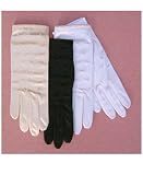 Shiny Satin Stretch Spandex 1-Button Shortie, with beads on back and 2 rows of rows at the cuff Bridal Wedding Formal Prom Glove