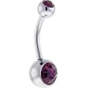 SWAROVSKI Amethyst DOUBLE GEM Belly Button Ring