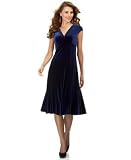 Apparel : London Times V-Neck Cap-Sleeve Velvet Dress
