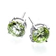 7mm Round CZ Stud Earring in Rhodium Silver - Peridot