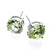 7mm Round CZ Stud Earring in Rhodium Silver - Peridot