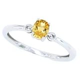 0.32CT Citrine and Diamond Gemstone Ring in 10Kt White Gold