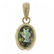 New 14KT Gold Pendant Oval Mystic Fire Topaz Bezel Set