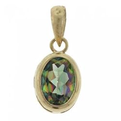 Mystic Fire Topaz Pendant Set in 14K Yellow Gold w/ Bezel Mounting