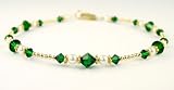 Emerald - May Crystal Beaded Anklets: Swarovski Crystal Birthstone Jewelry. Adjustable 14K Gold Filled Ankle Bracelets