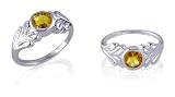 Round Cut Citrine Ring Sterling SIlver