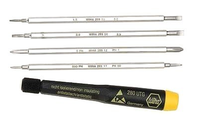 Wiha Screwdriver, Reversible Blade, Slotted & Phillips