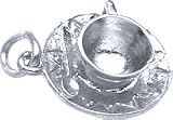 Cup & Saucer Charm, Sterling Silver