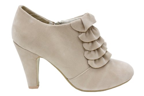 Womens Ruffle Fashion Mid Heel Ladies Shoe Boots