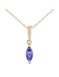 9ct Yellow Gold 0.21ct Marquise Cut Natural Tanzanite Classic Pendant on Chain