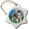 Siberian Husky Puppy - 3 Inch Snowflake Porcelain Ornament