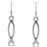Sterling Silver Earrings Christian Fish Cut Out Dangles