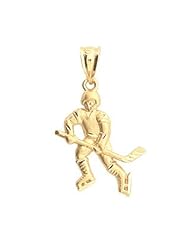 14K Yellow Gold Hockey Player Pendant