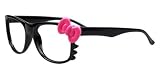 Hello Kitty Style Fashion Glasses Black Frame Pink Bow Nerd Costume