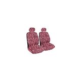 Set of 2 Universal-Fit Animal Print Front Bucket Seat Cover w/ Headrest - Pink Zebra