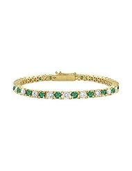Emerald and Diamond Tennis Bracelet with 5 CT TGW on 18K Yellow Gold