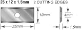 Amana AMA-25 Replacement Straight Carbide Insert Knives - 25mm Length; 12mm Width; 1.5mm Thickness