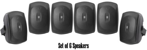 Yamaha All Weather Outdoor / Indoor Wall Mountable Natural Sound 120 watt 2 way Acoustic Suspension Speakers - Set of 6 - Black - with 100ft 16 AWG Speaker Wire - Compatible with All Audio / Video Home Theater Sound Systems, Components, CD Players, or Receivers