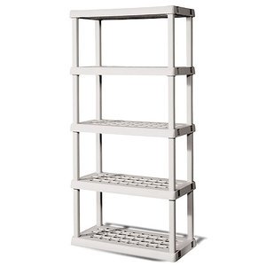 Sterilite 5-Shelf Shelving Unit - 73.25 x 36 x 18 Inches - Platinum