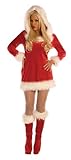 Mother Christmas Ladies Red Dress Costume with Boot Tops (Size 12 (Medium))