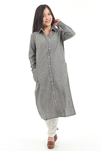ベルメゾン 家事を楽しくお洒落に 家事 ラク 袖リブ ロング丈 シャツ ガウン