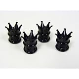 CAR TRUCK SUV CROWN WHEEL BILLET VALVE STEM CAP BLACK by VMS Racing