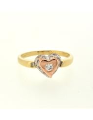 14K Yellow Gold CZ Heart Ring