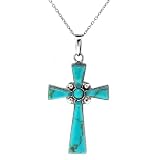 Sterling Silver Turquoise Inlay Cross Pendant, 18